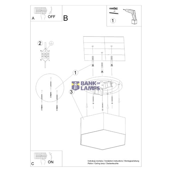 CEILING LAMP SUNDE 13 WHITE E27 2X60W IP20 image 6