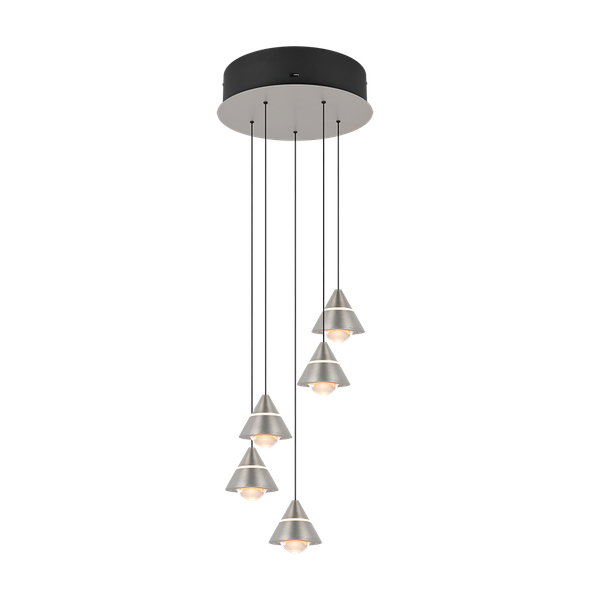 Romeo LED pendant 5-pc brushed steel image 1