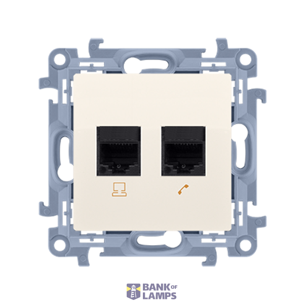IT socket RJ45 category 6 + telephone socket RJ11, cream white/electro white image 1