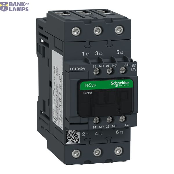 3P Everlink Contactor AC3 440V 40A Coil 72V DC (LC1D40ASD) image 2