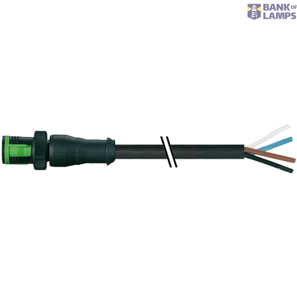 MQ12 male 0° A-cod. with cable PVC 4x0.34 bk UL/CSA 2m image 1