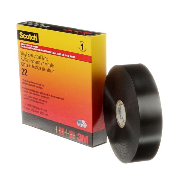 Scotch® Vinyl Electrical Tape 22, Black, 25 mm x 33 m image 1