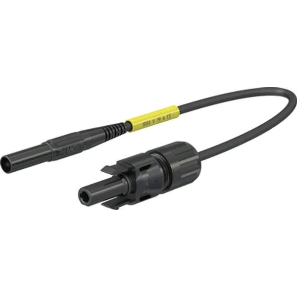 Adapter measuring lead, 4 mm safety plug to 4 mm solar coupling socket, 1.5 m, 1.0 mm², black, 1 kV, 19 A, 32.1198-15021 image 1