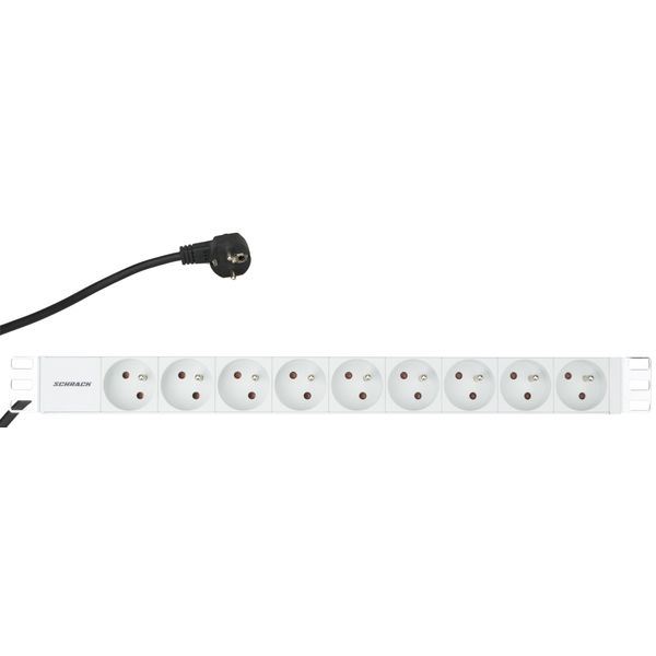 19" PDU, 9xUTE, Profile ALU 1U, 2m-cable, RAL7035 image 1