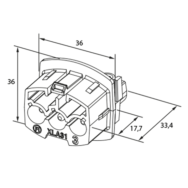 Coupler 3-pole 32A plug, black image 2