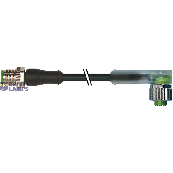 M12 male 0° / M12 female 90° A-cod. LED PUR 4x0.34 bk 60m image 2