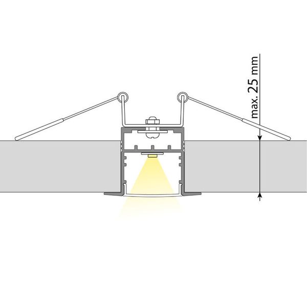 Built-in aluminum profile AD for plasterboard, 35x25mm, Whitey diffusion, 1m image 1