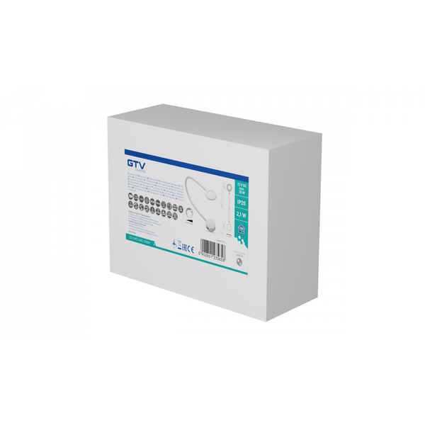 LED luminaire CHICAGO, 2.1 W, DC12V, 2xUSB-A, dimmable, 4000K, cable mini AMP 1.5 m, white image 3