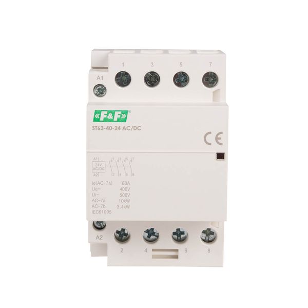 Modular contactor, rail mounting, 4xNO contacts, 63A, 24V DC image 2