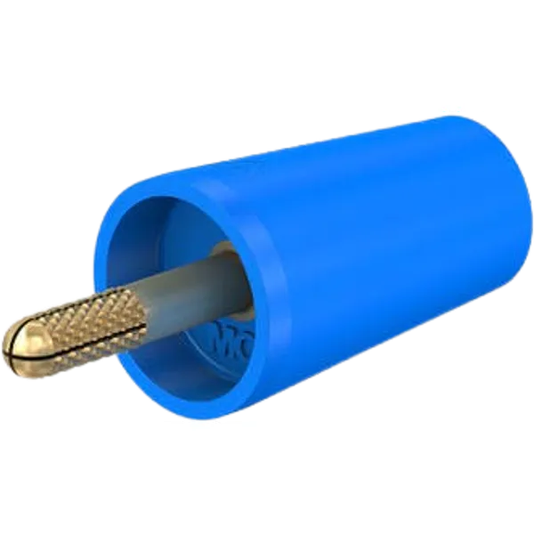 Screw-clamping adapter, 4 mm plug, spreadable to 4 mm socket, blue, CAT II, 24.0160-23 image 1