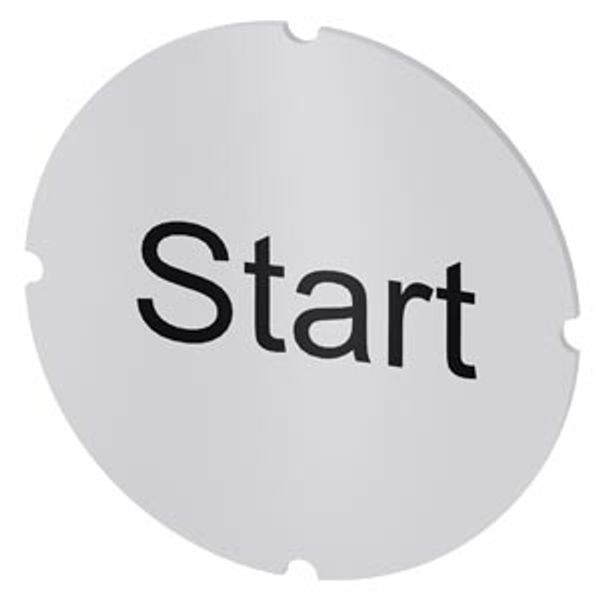 Inscription plate for illuminated pushbutton, round, milky, labeling: Start image 1
