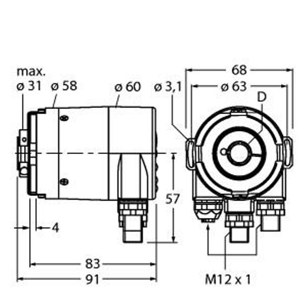 Absolute Rotary Encoder - Multiturn Industrial Line   RM-36B12E-9A28B-R3M12 image 1