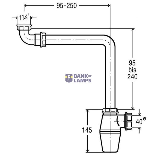 Bottle trap for disabled sink 11/4"x32, white image 2