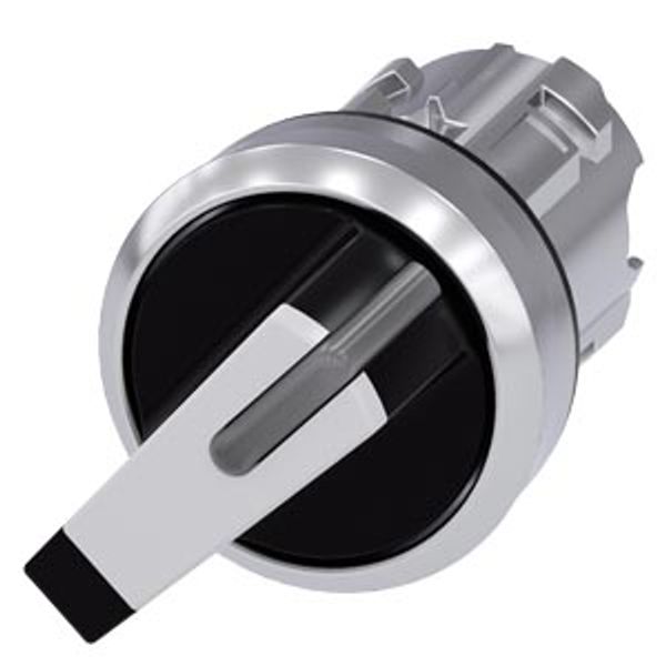 Toggle switch illuminable, 22 mm, round, metal, high gloss, white, knob short image 1