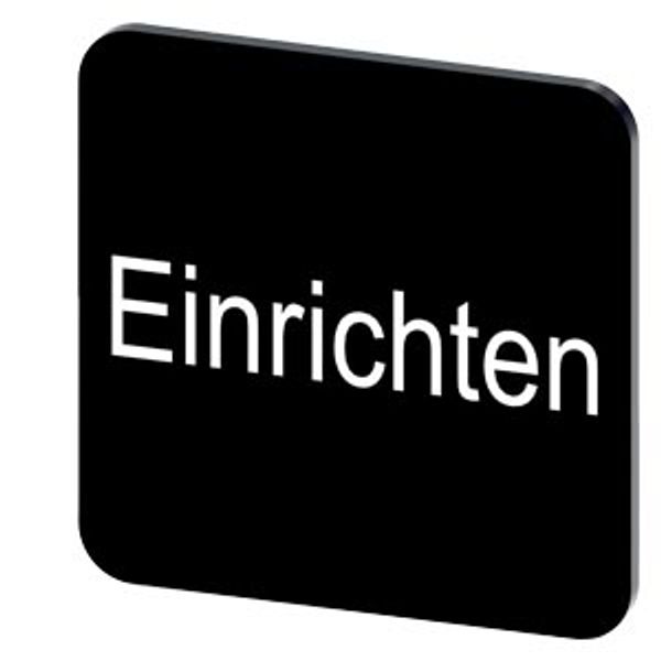 Labeling plate 22 x 22 mm, label black, labeling: Einrichten image 1