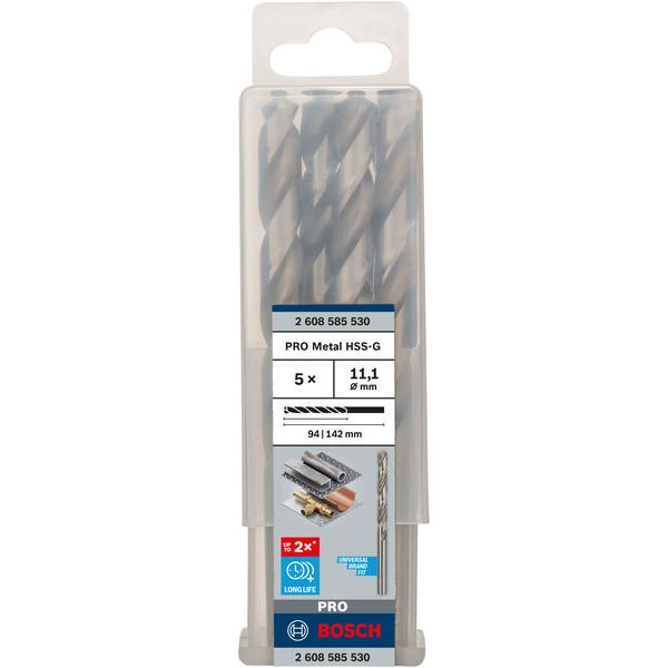 Metal drill bits HSS-G, DIN 338 11,1 x 94 x 142 mm 5 pcs. image 1