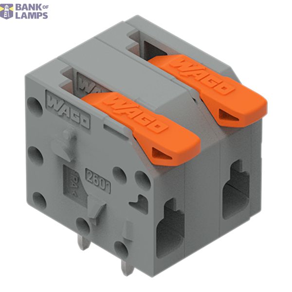 2601-1302 PCB terminal block; lever; 1.5 mm²; Pin spacing 7.5 mm; 2-pole; Push-in CAGE CLAMP®; 1,50 mm²; gray image 1