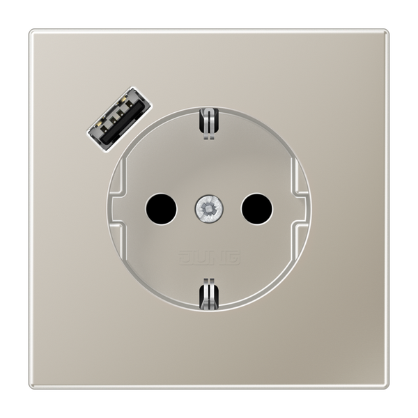 SCHUKO socket with USB type A image 1