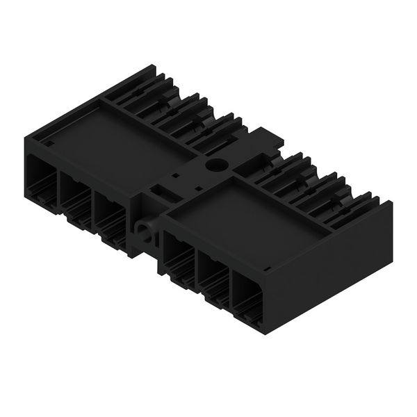 PCB plug-in connector, male header, closed side, Middle screw flange, THT solder connection, 7.62 mm, Number of poles: 6, 270°, Solder pin length (l): 3.5 mm, tinned, black, Box image 2