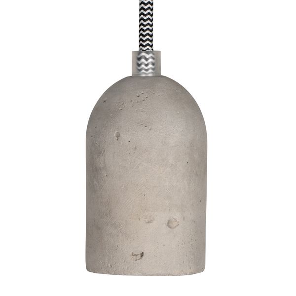 Concrete Lampholder E27 + 1.5m Textile Cable Black/White image 1