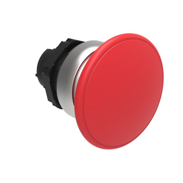 Mushroom head pushbutton actuator Ø22mm Platinum series chromed plastic, spring return, Ø40mm. Red image 1