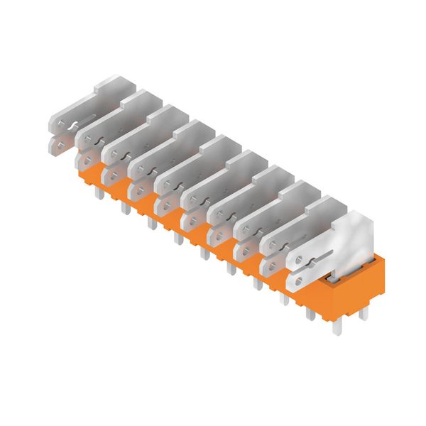 Printed circuit board terminals, 5.00 mm, Number of poles: 10, 90°, Solder pin length (l): 3.5 mm, tinned, orange, Flat-blade connection, Box image 3