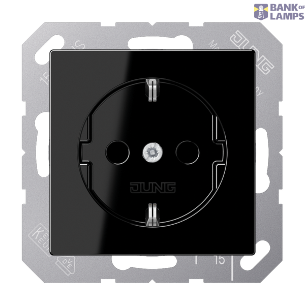 SCHUKO socket, 16 A 250 V ~, Duroplast, 50 x 50 mm, black image 1
