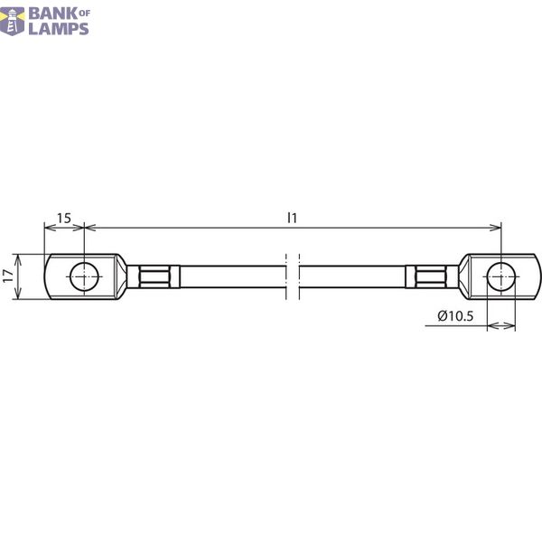 Bridging cable Cu 16 mm² GN/YE L variable, with two cable lugs B 10.5  image 2