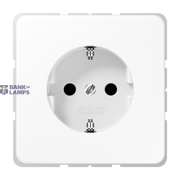 SCHUKO socket, 16 A 250 V ~, without claws, integrated increased contact protection, SAFETY+, thermoplastic, CD series, alpine white image 1