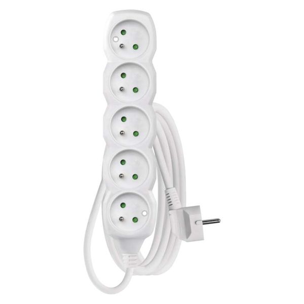 Extension Cord 3 m / 5 sockets / white / PVC / 1 mm2 image 1