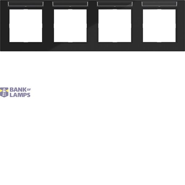 Cover frame 4-way horizontal, text field, A.1, night black glossy image 1