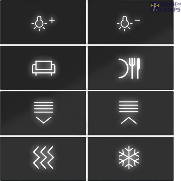 KNX pushbutton cover, 8-position, with backlight, A.x/C.x, black glossy. image 1