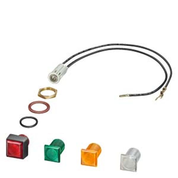 Indicator light with glow lamp 110...120 V AC/DC with colored lenses: red,green,clear for enclosure 3RV19 image 1