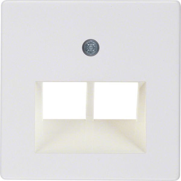 Central plate for FCC soc. out. 2gang, com-tech, p. white glossy image 3