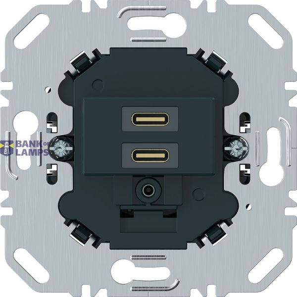 USB C+C (PD) wall socket, black image 1