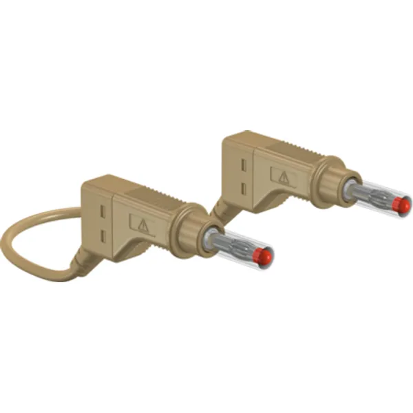 Measuring lead with (4 mm plug, spring-loaded, straight) to (4 mm plug, spring-loaded, straight), 500 mm, brown, silicone, 2.5 mm², CAT II, 66.9408-05027 image 1