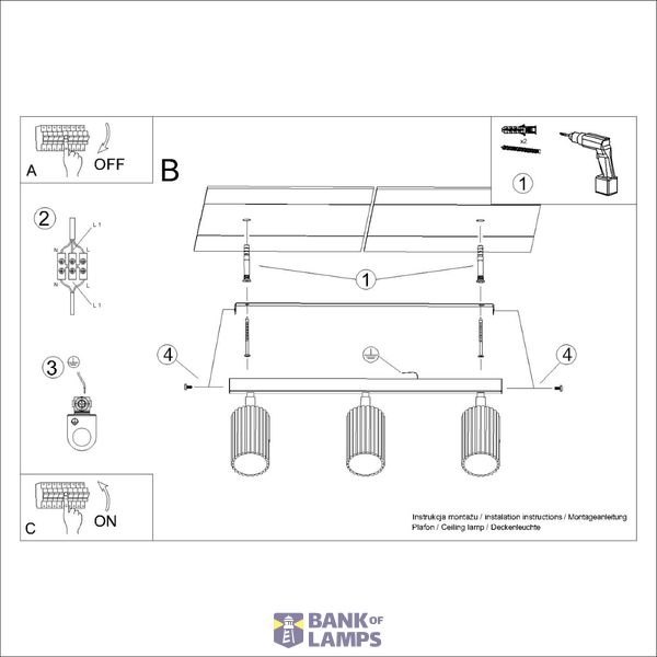 CEILING STRIP WITH THREE SPOTLIGHTS FROM THE KARBON SERIES FOR THE HALLWAY image 10