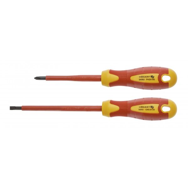 HOEGERT 2- piece insulated screwdriver set, 1000 V, S2 steel image 1