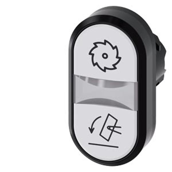 Twin pushbutton, illuminated, 22 mm, round, plastic, white: Symbol buzz saw image 1