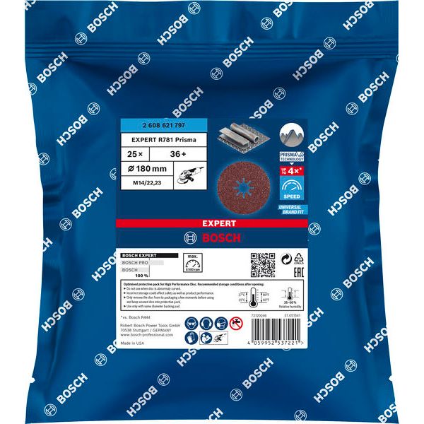 EXPERT R781 Prisma Ceramic Fibre Disc 180 mm, 22.23 mm, G 36 image 1