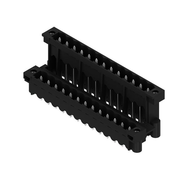 PCB plug-in connector, male header, Flange, THT/THR solder connection, 5.08 mm, Number of poles: 26, 180°, Solder pin length (l): 3.2 mm, tinned, black, Box image 5