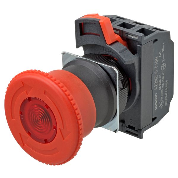Emergency stop switch,Push-in, 24 VAC/DC illuminated, 40 mm dia, push- A22E0042M image 3