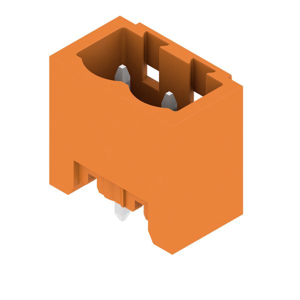 PCB plug-in connector, male header, closed side, THT solder connection, 5.08 mm, Number of poles: 2, 180°, Solder pin length (l): 3.2 mm, tinned, orange, Box image 1