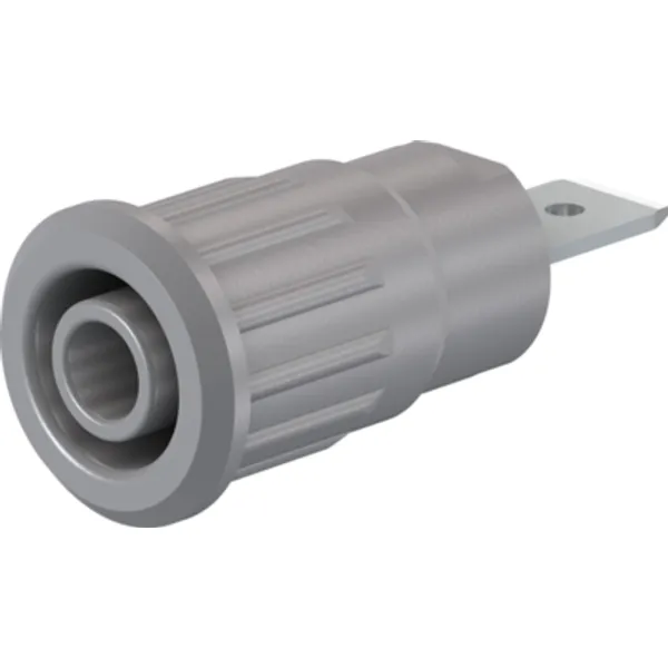 4 mm socket, flat plug connection, mounting Ø 12.2 mm, CAT III, CAT IV, gray, 49.7073-28 image 1