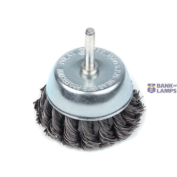 Cup brush for hand drill 1/4",75mm (twisted wire) image 1