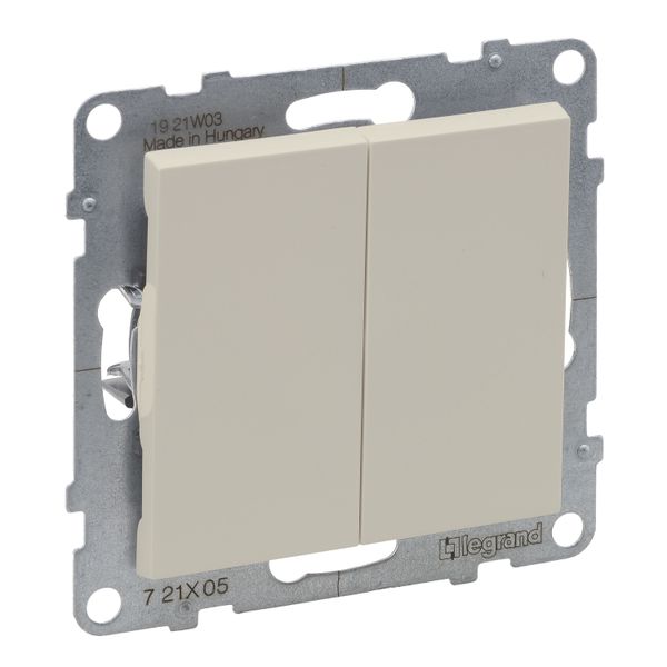2-GANG ONE-WAY SWITCH 10AX AUTOMATIC TERMINALS IVORY image 1