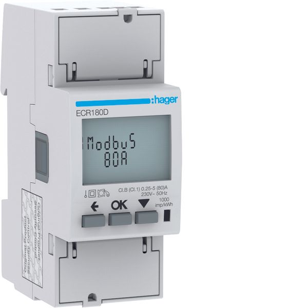 1 Phase kWhmeter direct 80A 2M MODBUS MID image 1