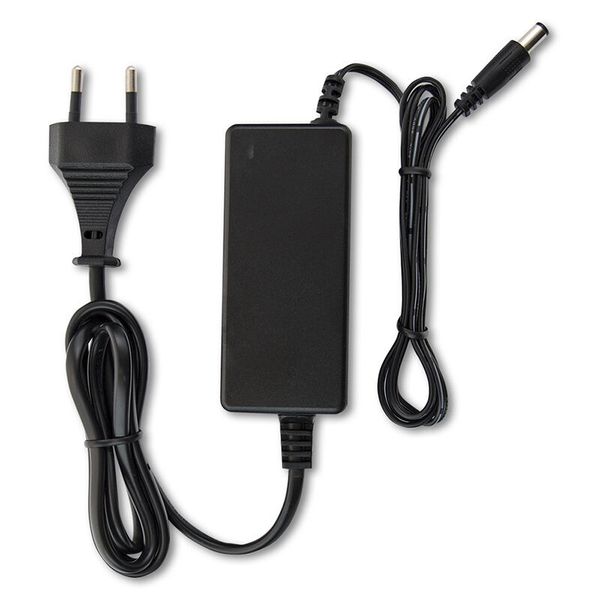 Power adapter 24W, DC12V/2A, IP20, black plastic, with plug image 1