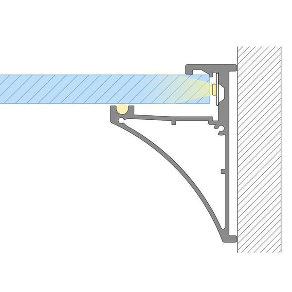 Special aluminum profile, for 8 mm glass, without diffuser, 1 m image 1