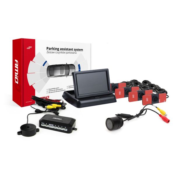 Parking assistant system TFT02 4,3" with HD-301-IR 4 sensors black inside mount image 1